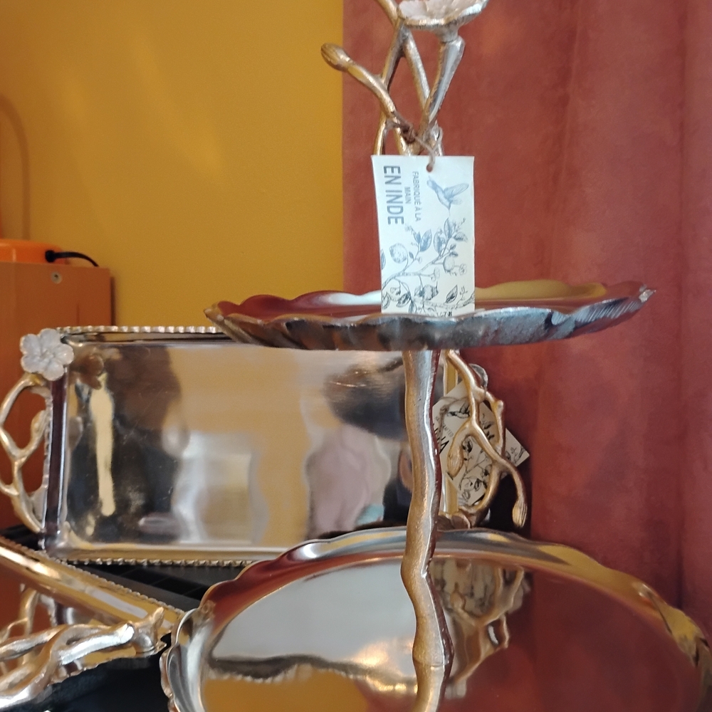 Cherry Blossom and Branches Vanity Serving Trays and Stand